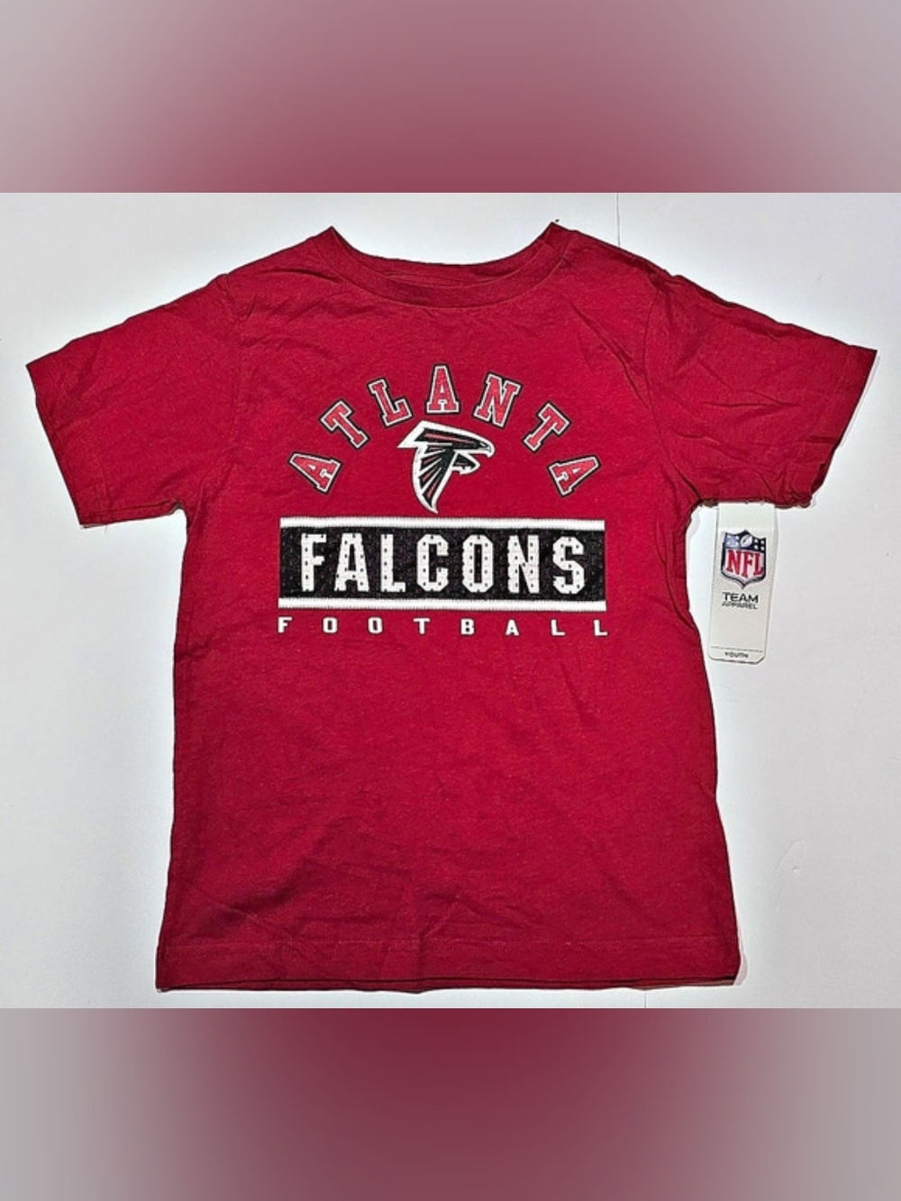 Boys NFL Team Apparel Atlanta Falcons Graphic T-Shirt Red Black Size Small 6